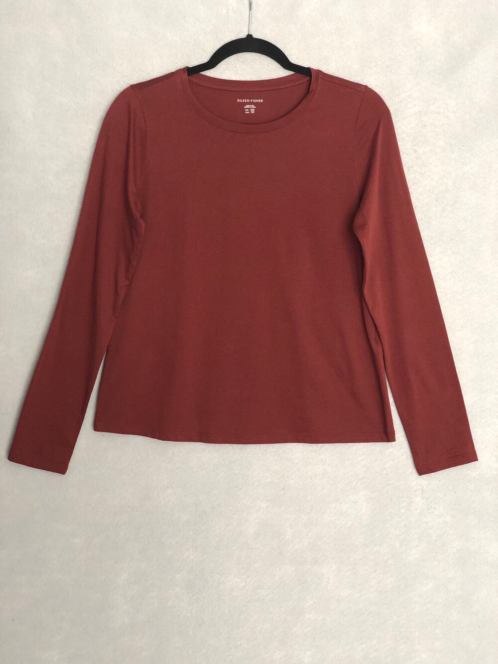 Eileen Fisher Cotton Jersey T-Shirt Round Neck in Redwood Women's XXS NEW